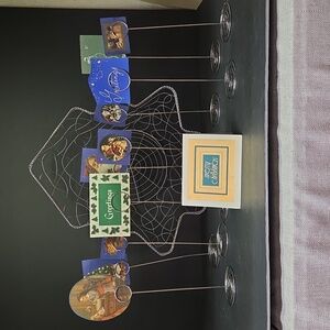 Silver Tone Metal Wire Christmas Tree Shaped Basket , 10 Place Card Holders